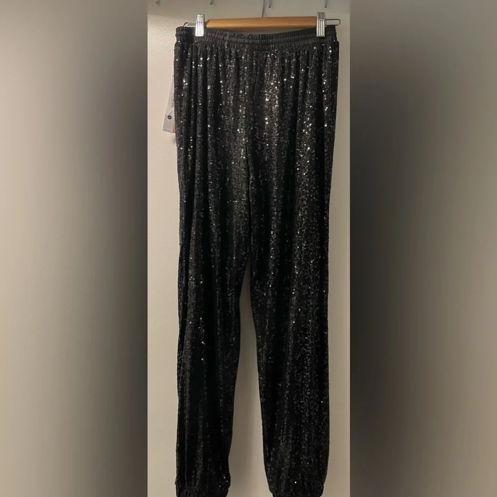 Aqua Black Sequin Joggers - Picture 2 of 5